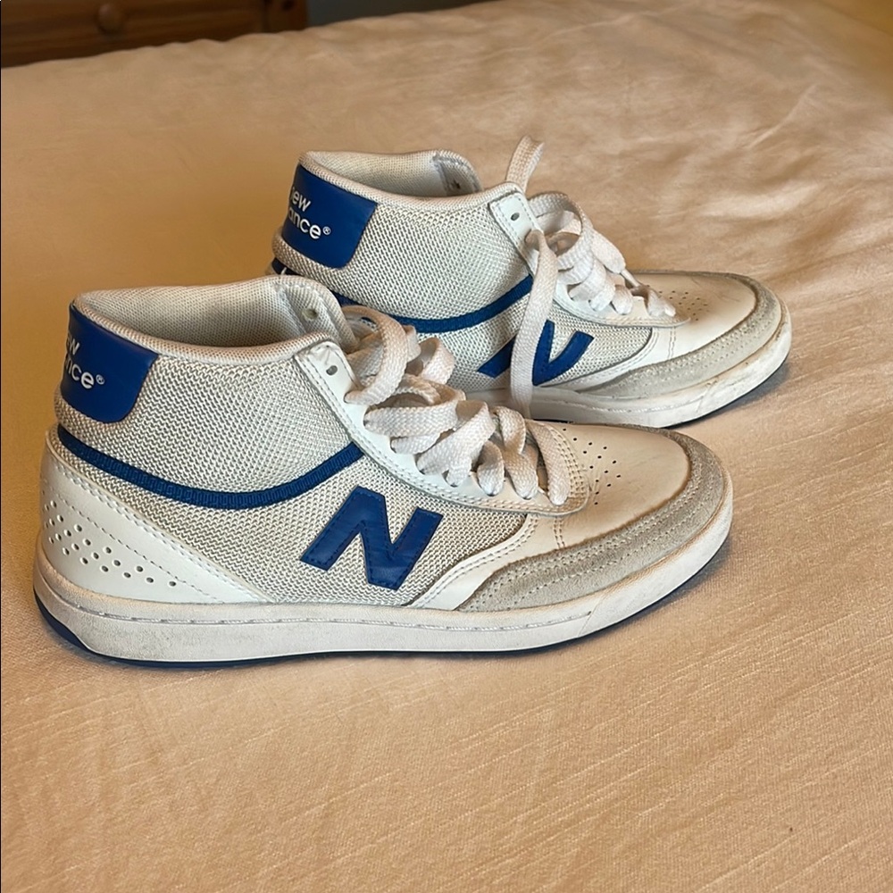New Balance White and Blue Sneakers